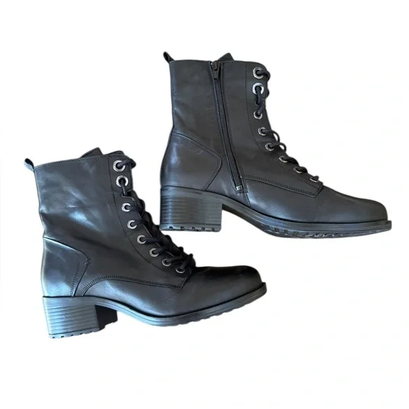Miz Mooz Juke Leather Lace Up Black Boots - Sz EU40/US9-9.5